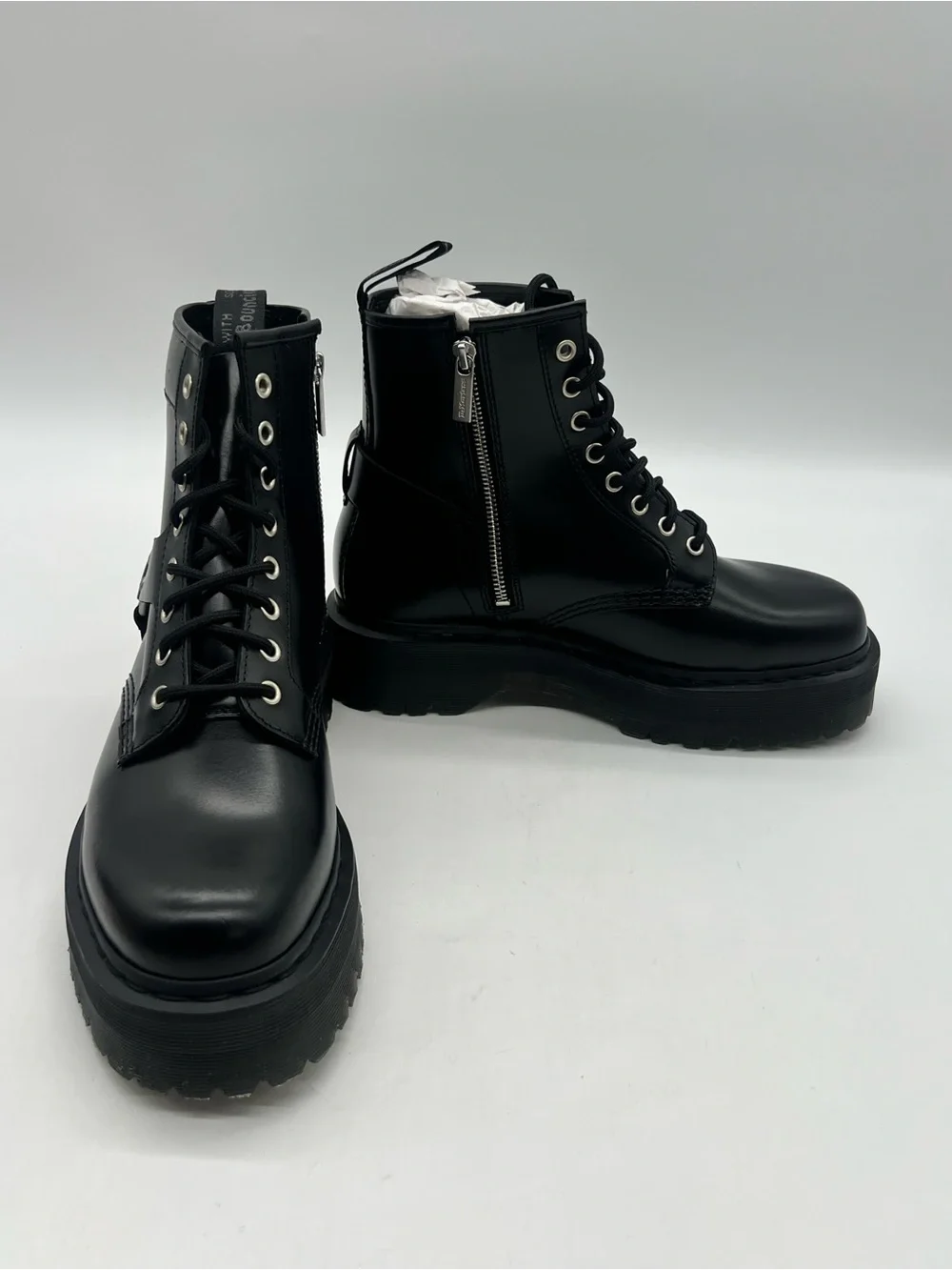 Dr. Martens 1460 Quad Harness Men’s Sz 10 Black Leather Platform Ankle Boots.